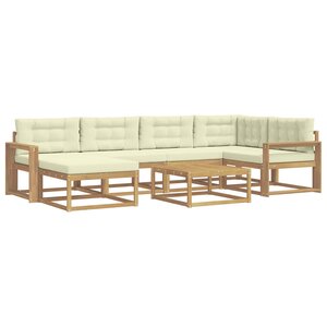vidaXL Ensemble de canapés d'extérieur 7 Pièces Blanc et crème