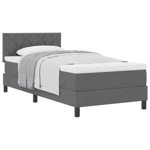 vidaXL Lit à ressorts avec tête de lit Gris foncé 90 x 200 cm tissu
