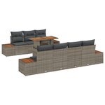 Canapé de Jardin vidaXL 8 Pièces avec Coussins Gris Rattan Polyéthylène