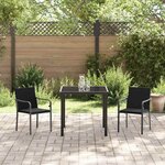 vidaXL Ensemble de salle à manger pour jardin 3 Pièces Noir Poly rotin