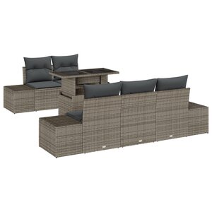 vidaXL Ensemble de canapé de jardin 6 pièces avec coussins gris en poly rattan