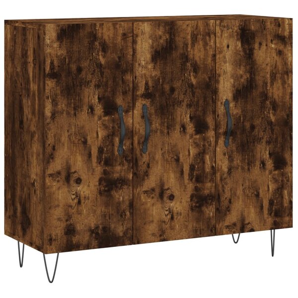 vidaXL Buffet chêne fumé 90x34x80 cm bois d'ingénierie