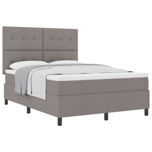 vidaXL Lit à ressorts avec matelas Taupe 140 x 190 cm tissu