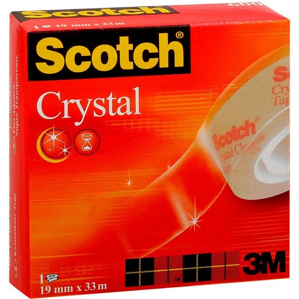 Crystal Ruban adhésif transparent largeur 19 mm x longueur 33 m (rouleau 33 mètres)