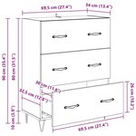 vidaXL Buffet Chêne noir 69 5 x 34 x 90 cm Bois d'ingénierie et fer