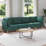 vidaXL Canapé modulaire avec rangement 4 Pièces Vert foncé Tissu