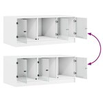 vidaXL Table basse avec portes en verre blanc 102x50x42 cm