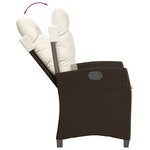 vidaXL Chaises inclinables de jardin lot de 2 et coussins marron rotin