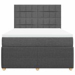 vidaXL Sommier à lattes de lit avec matelas Gris foncé 140x190cm Tissu