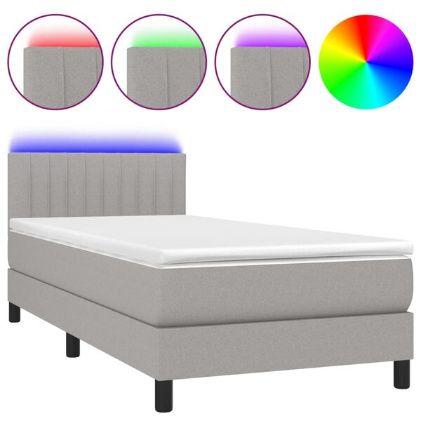 vidaXL Sommier à lattes de lit avec matelas et LED Gris clair 80x200cm