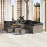 vidaXL Ensemble de canapé de jardin 13 Pièces Gris polyrotin