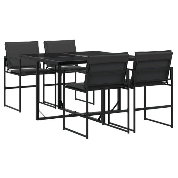 vidaXL Ensemble à manger de jardin avec coussins 5 Pièces noir textilène