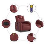 vidaXL Fauteuil inclinable de massage électrique rouge bordeaux