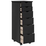 vidaXL Cabinet roulant Noir 34 x 39 x 93 5 cm Bois de Pin Massif