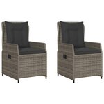 vidaXL Chaises inclinables de jardin lot de 2 gris résine tressée