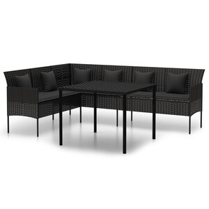 vidaXL Ensemble à manger de jardin coussins 2Pièces noir résine tressée
