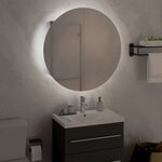 vidaXL Armoire de salle de bain miroir rond et LED Gris 47x47x17 5 cm