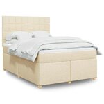 vidaXL Sommier à lattes de lit avec matelas Crème 140x190 cm Tissu