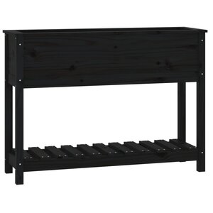 vidaXL Jardinière avec étagère Noir 111 5x34 5x81cm Bois massif de pin