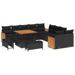 vidaXL Ensemble de canapé de jardin 13 Pièces Noir 100 x 100 x 71 cm