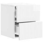 vidaXL Cabinet de chevet mural 2 pièces Blanc brillant
