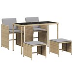 vidaXL Ensemble à manger de jardin coussins 5 Pièces mélange beige rotin