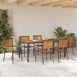 vidaXL Ensemble de salle à manger pour jardin 7 Pièces Noir  Bois