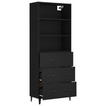 vidaXL Buffet haut Noir Bois d'ingénierie