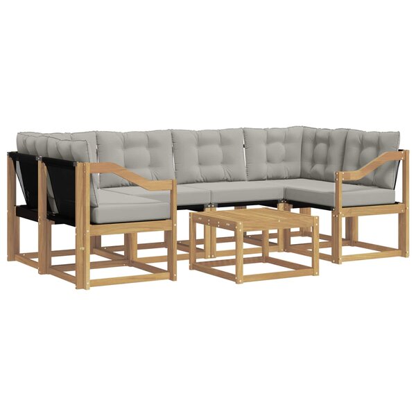vidaXL Ensemble de canapés d'extérieur 7 Pièces Blanc et gris clair