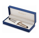 Waterman expert stylo plume  acier inoxydable  plume fine  cartouche encre bleue  coffret cadeau