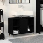 vidaXL Cabinet de salle de bain avec porte Chêne noir 80 x 33 x 60 cm