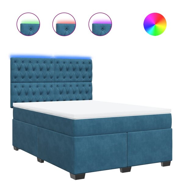 vidaXL Sommier à lattes de lit et matelas bleu 160x200 cm velours