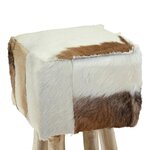 vidaXL Tabouret de bar cuir de chèvre et bois de teck solide