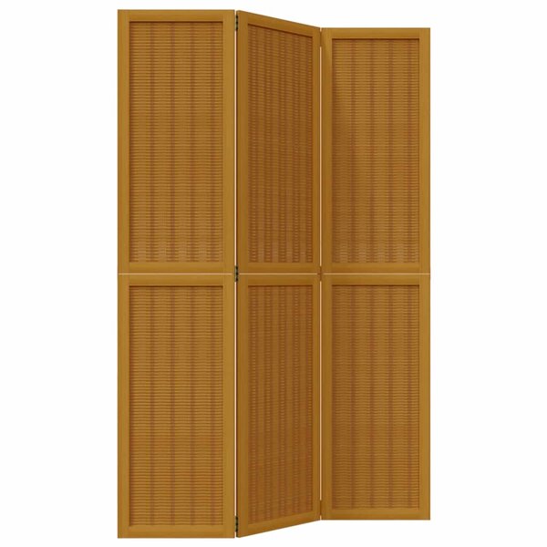 vidaXL Cloison de séparation 3 panneaux marron bois paulownia massif