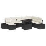 vidaXL Ensemble de canapé de jardin 9 Pièces Noir polyrotin