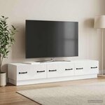 vidaXL Meuble TV Blanc brillant 147 x 34 5 x 27 cm Bois d'ingénierie