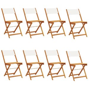 vidaXL Chaises de jardin pliantes lot de 8 tissu et bois massif
