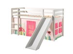 PINO Lit mezzanine avec toboggan + Rideau de lit Spring