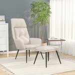 vidaXL Chaise de relaxation avec repose-pied Crème Tissu microfibre