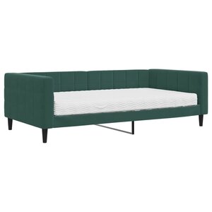 vidaXL Lit de jour avec matelas vert foncé 100x200 cm velours