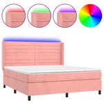 vidaXL Sommier à lattes de lit matelas et LED Rose 180x200 cm Velours