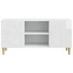 vidaXL Meuble TV 102 x 34 5 x 50 cm Blanc brillant Bois d'ingénierie