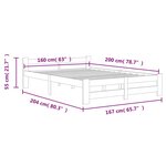 vidaXL Cadre de lit sans matelas blanc bois de pin massif 160x200 cm