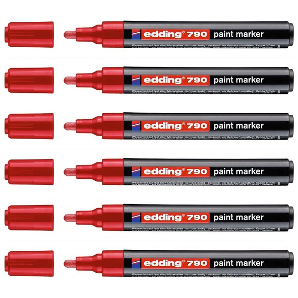 Marqueur Peinture 790 Rouge Pointe Ronde 2-3 mm x 6 EDDING