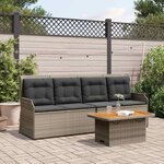 vidaXL Salon de jardin 3 Pièces avec coussins Gris Résine tressée