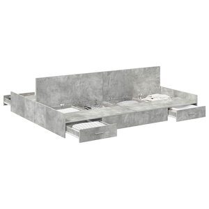 vidaXL Cadre de lit avec rangement avec tiroir Gris béton 140 x 190 cm