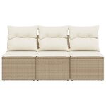 vidaXL Canapé de jardin avec coussins 3 places beige résine tressée