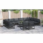 vidaXL Ensemble de canapé de jardin avec coussin 12 Pièces Noir Aluminium
