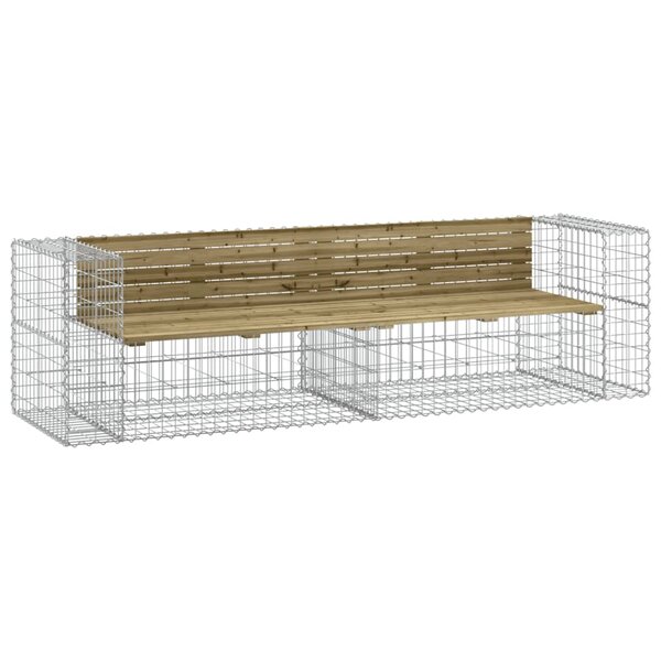 vidaXL Banc de jardin design gabion 244x71x65 5cm bois de pin imprégné