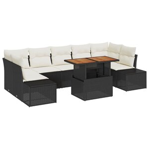 vidaXL Ensemble de salle à manger pour jardin 8 Pièces Noir et Crème